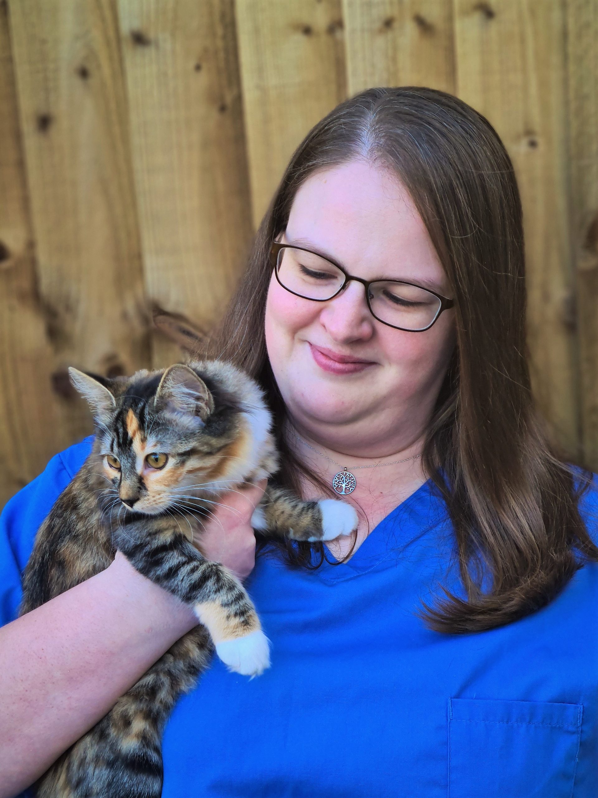 Ruth Cawston Veterinary Writer holding a tabby cat
